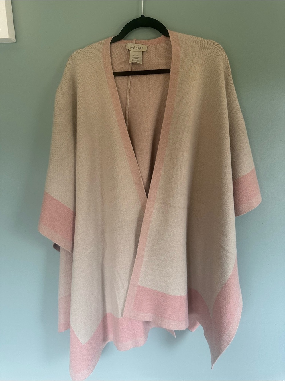 Charlie Paige Pink and Cream Knit Poncho